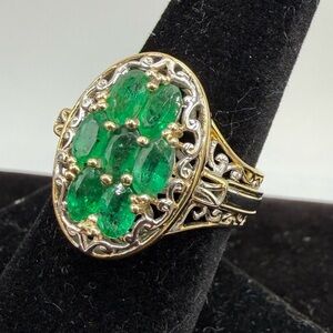 Gems en Vogue Emerald Filigree Ring 925 7.75